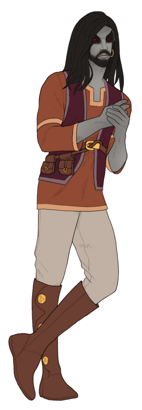 Flat color fullbody of a dark elf character.