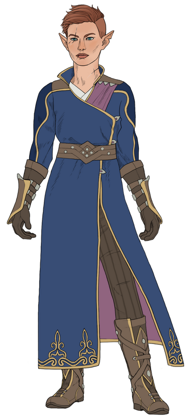 Flat color fullbody of a wood elf character.