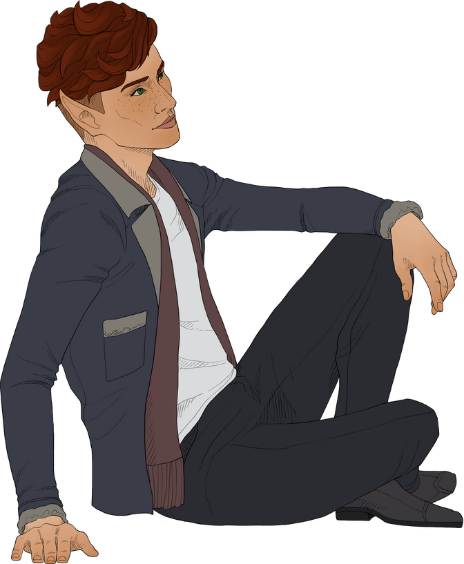 Flat color fullbody of a wood elf character.