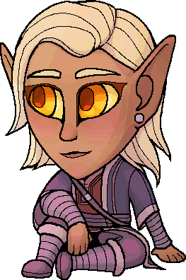 A seated chibi pagedoll of an elf