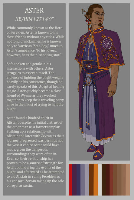 A simple reference sheet featuring one fullbody illustration, a color pallete, and a description of the character A simple reference sheet featuring one fullbody illustration, a color pallete, and a brief description of the character
